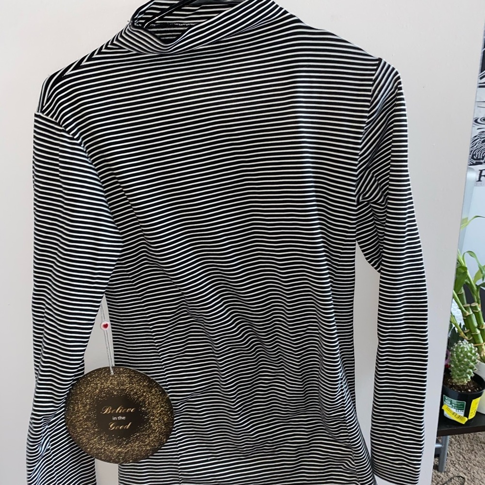 Striped Fleece Lined Turtleneck